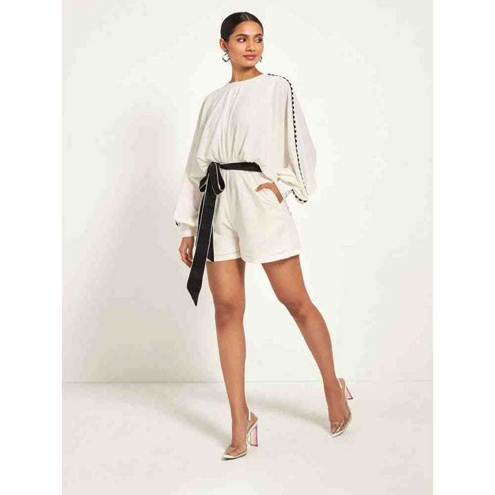 Style Junkiie Ivory Cut-Out Kimono Romper