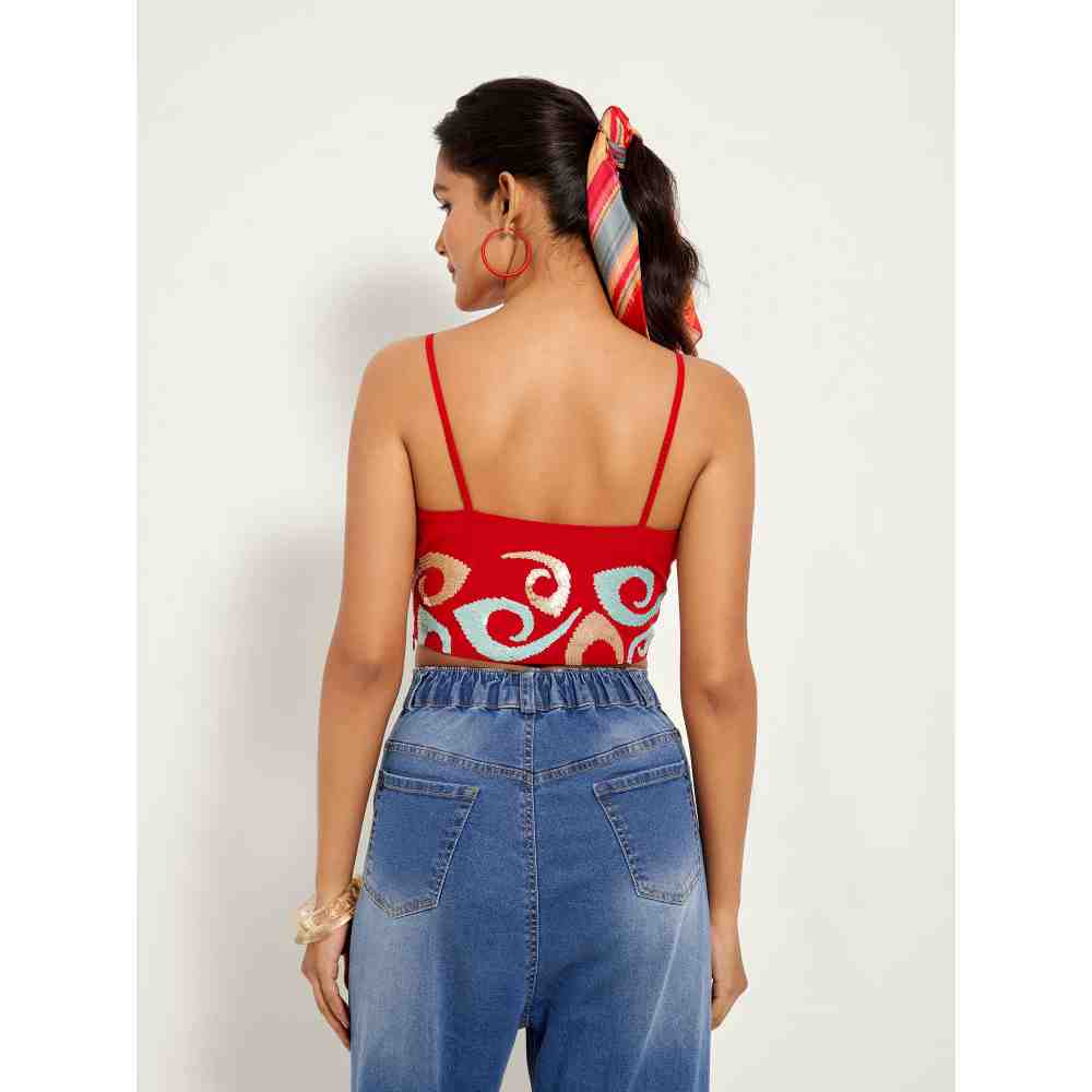 Style Junkiie Red Embroidered Bustier