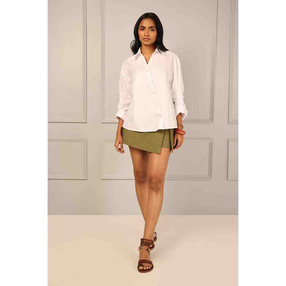 Style Junkiie White Ruched Shirt
