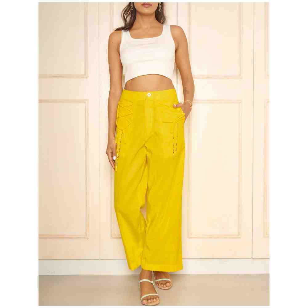 Style Junkiie Neon Yellow Drawstring Pants