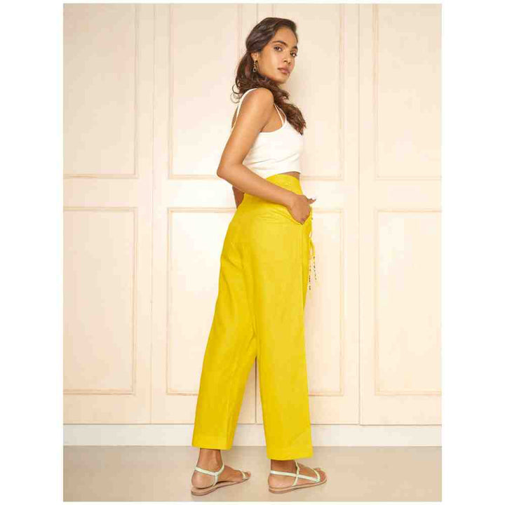 Style Junkiie Neon Yellow Drawstring Pants