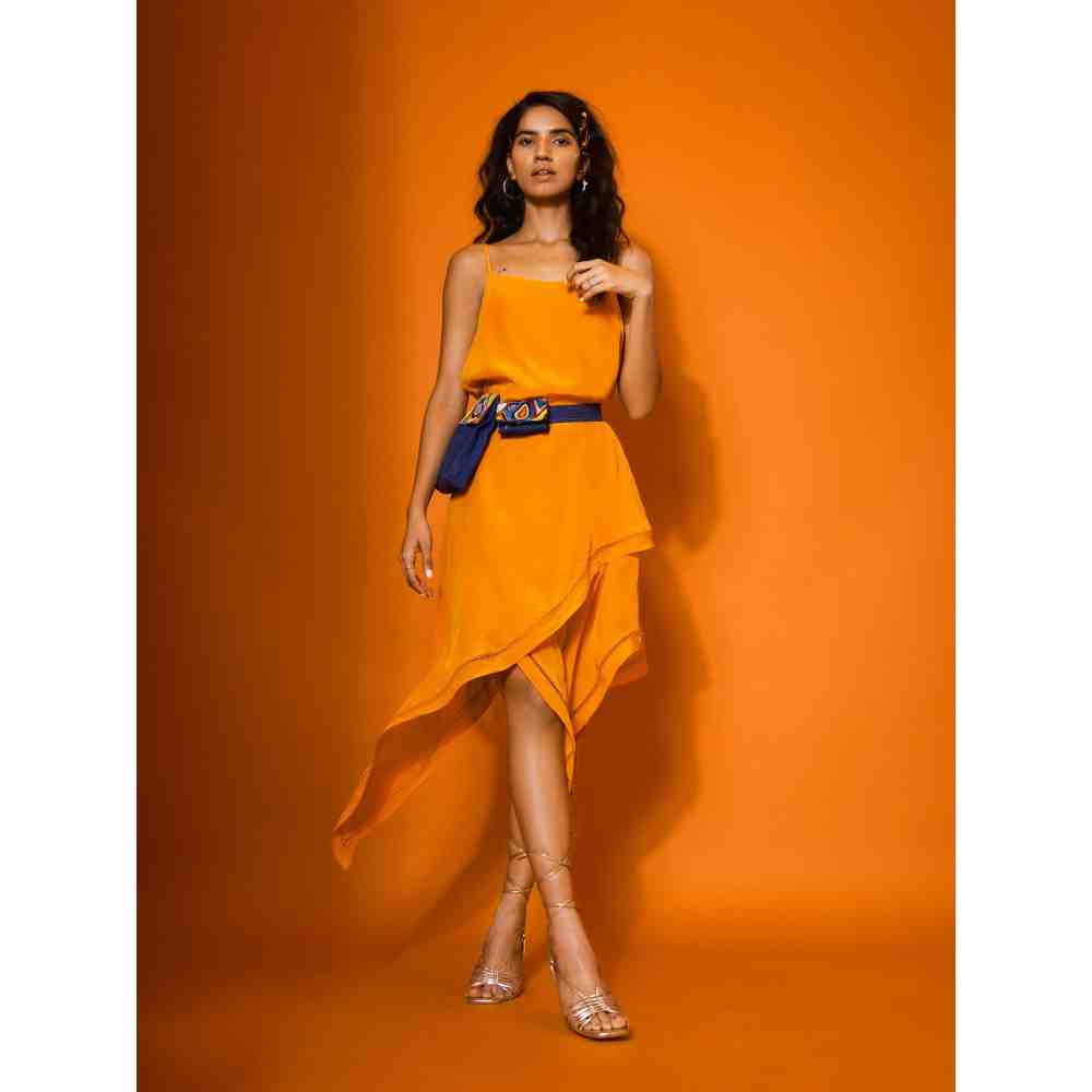 Style Junkiie Orange Layered Slip Dress