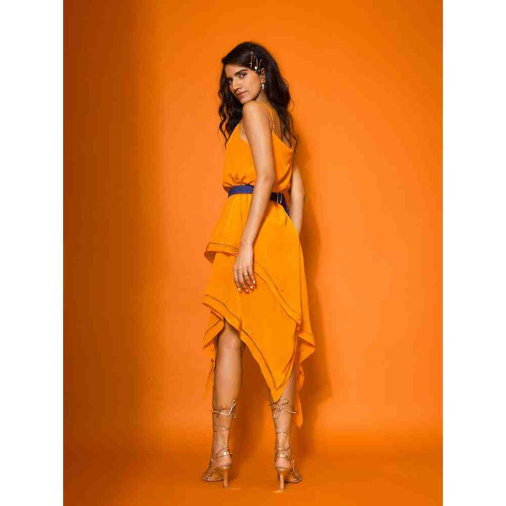 Style Junkiie Orange Layered Slip Dress