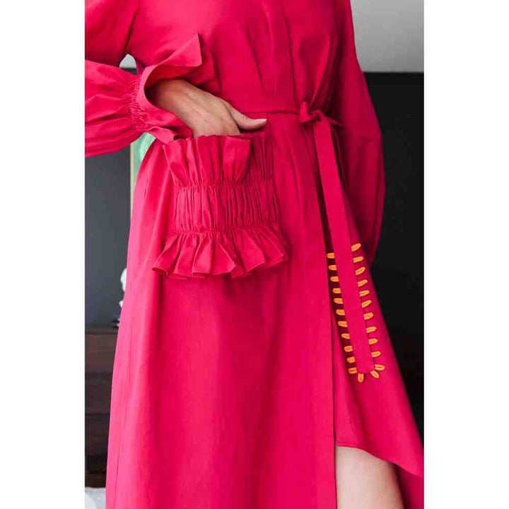 Style Junkiie Hot Pink Poplin Shirt Dress (Set of 2)