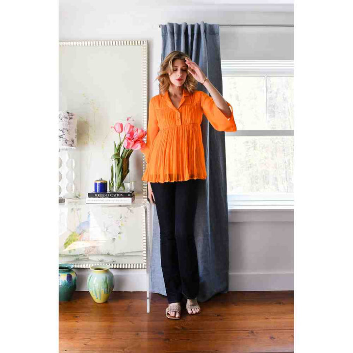 Style Junkiie Orange Layered Shirt (Set of 2)