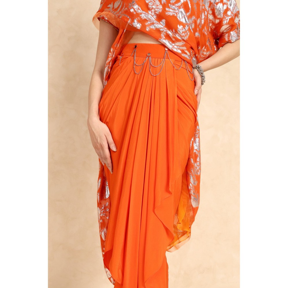 Style Junkiie Orange Draped Skirt