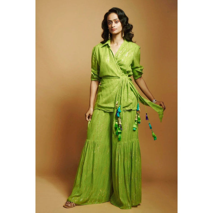 Style Junkiie Lime Green Wrap Long Shirt