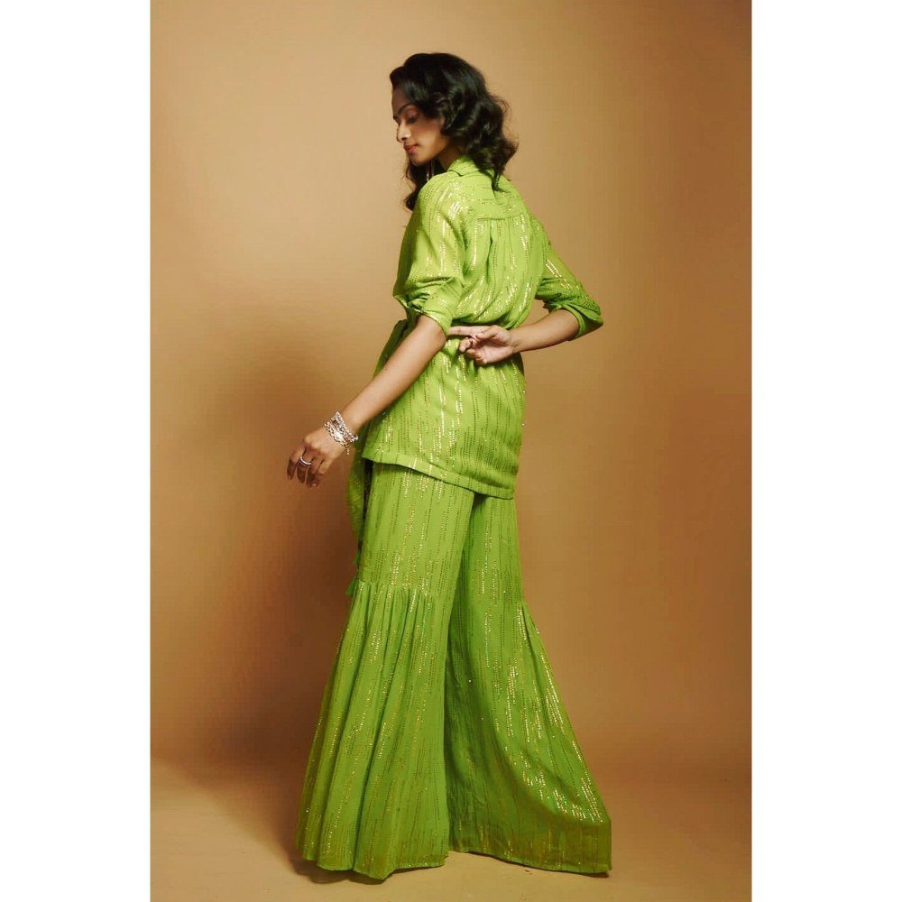 Style Junkiie Lime Green Wrap Long Shirt
