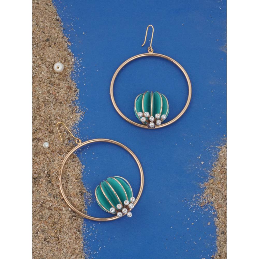 Suhani Pittie Gold Plated Green Anemone And Pearl Reef Bali