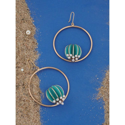 Suhani Pittie Gold Plated Green Anemone And Pearl Reef Bali