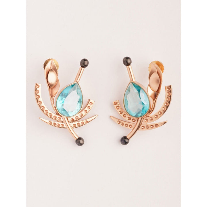 Suhani Pittie Golden Gale Blue Crystal Stud Earrings