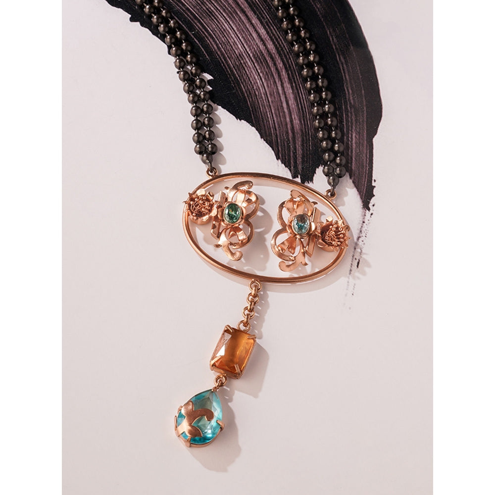 Suhani Pittie Saints And Cider Citrine And Blue Crystal Necklace