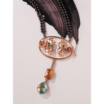 Suhani Pittie Saints And Cider Citrine And Blue Crystal Necklace