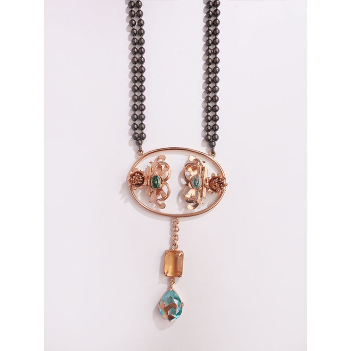 Suhani Pittie Saints And Cider Citrine And Blue Crystal Necklace