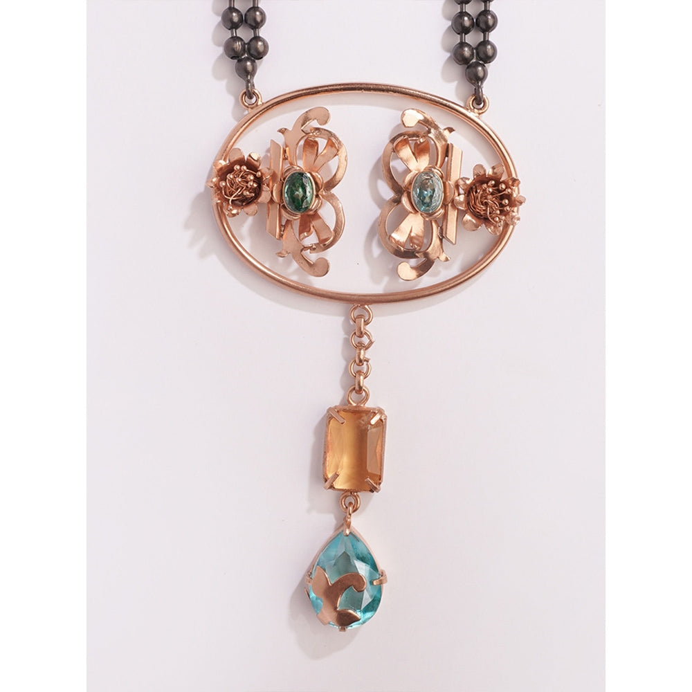 Suhani Pittie Saints And Cider Citrine And Blue Crystal Necklace
