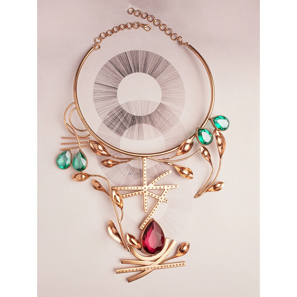 Suhani Pittie Bordeaux By The Sea Crystal Neckpiece