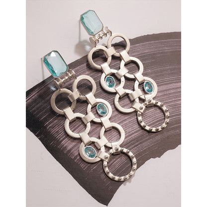 Suhani Pittie Crystal Palais Silver Danglers