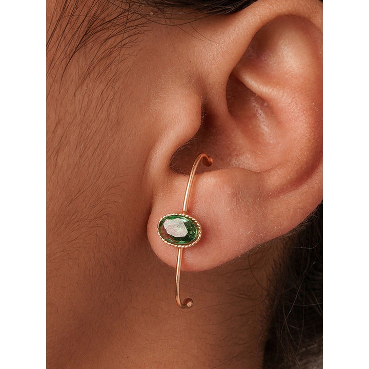 Suhani Pittie Molten Mint Gold Plated Green Crystal Loop Stud Earrings