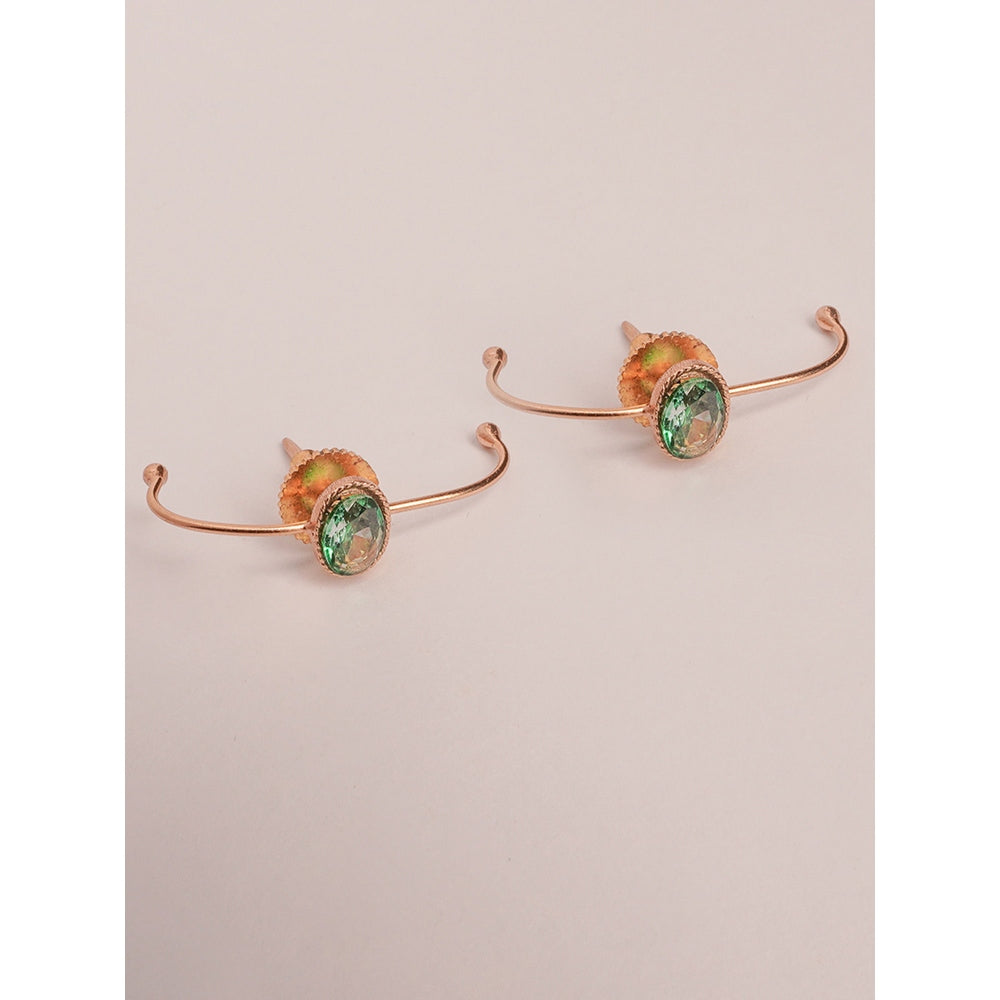 Suhani Pittie Molten Mint Gold Plated Green Crystal Loop Stud Earrings