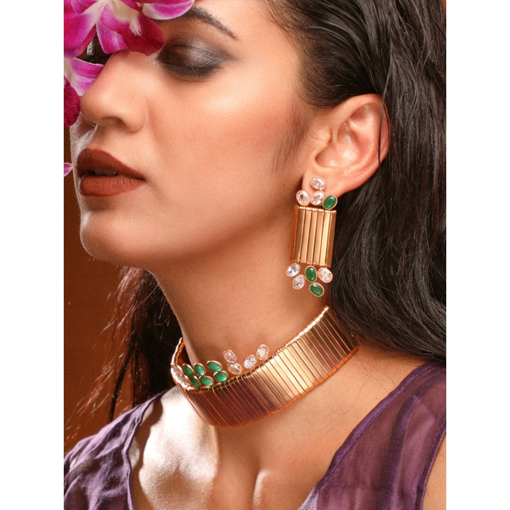 Suhani Pittie Cosmic Wreath Gold Ribbon Emerald Choker