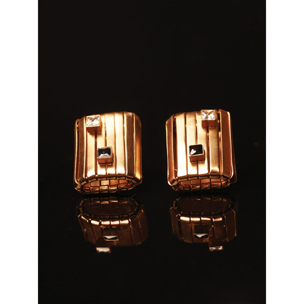 Suhani Pittie Empyreal Grid Gold Ribbon Wrapped Stud Earrings