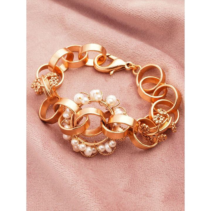 Suhani Pittie Neutron Loop Pearl Link Gold Bracelet Cuff