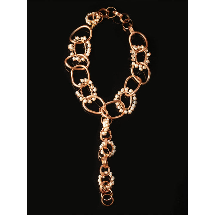 Suhani Pittie Neutron Loop Pearls On Gold Plated Link Chain Necklace