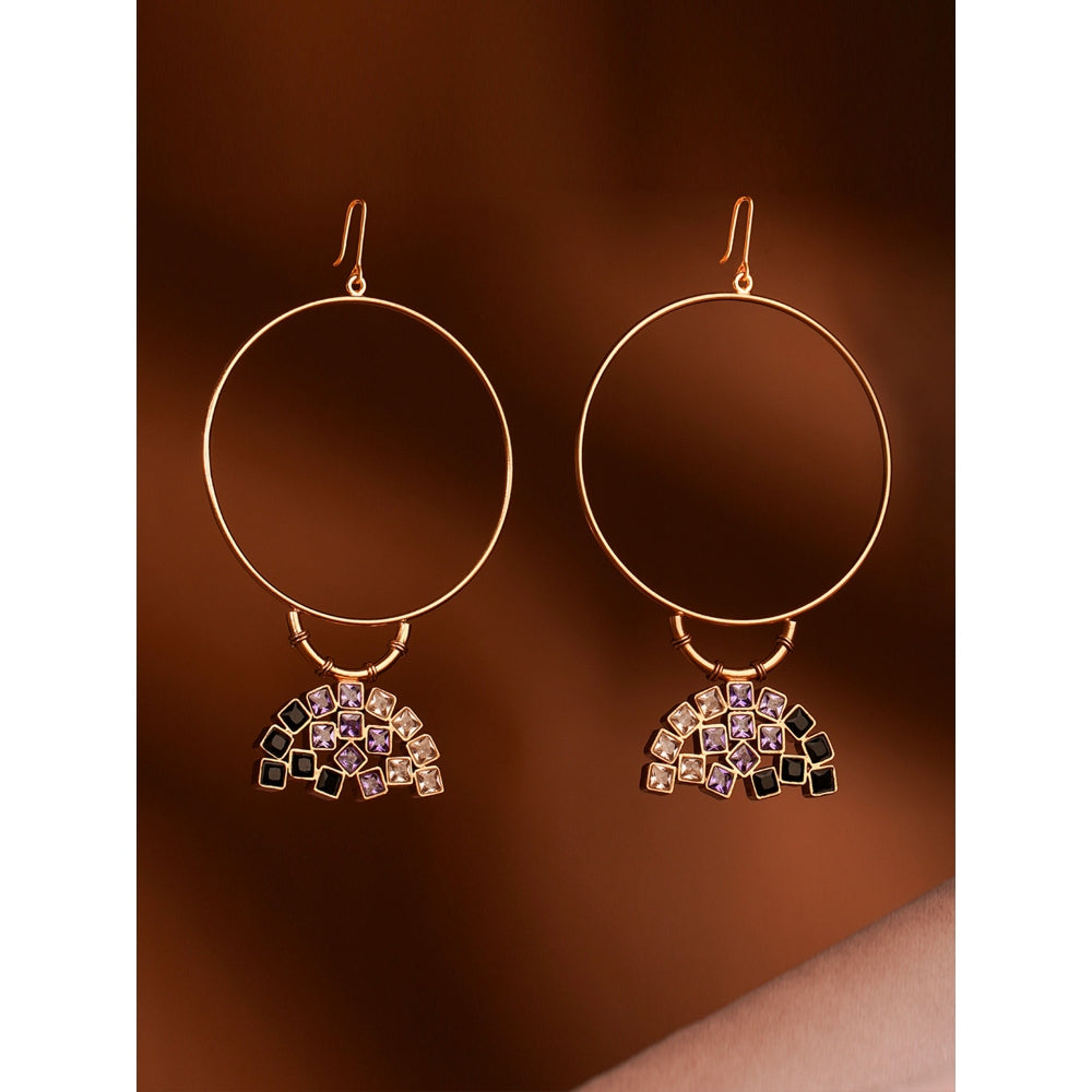 Suhani Pittie Violet Empire Cubic Zirconia Gold Plated Hoop Earrings