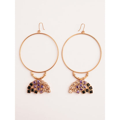 Suhani Pittie Violet Empire Cubic Zirconia Gold Plated Hoop Earrings