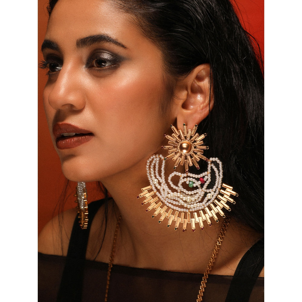 Suhani Pittie Sun Beam And Pearl Cloud Stud Earrings