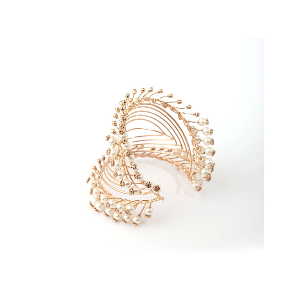 Suhani Pittie Astral Aura And Pearl Cloud Wire Cuff Bracelet