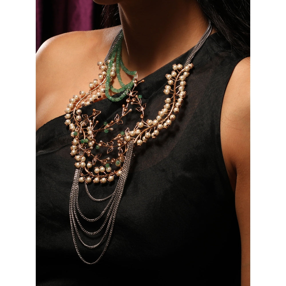 Suhani Pittie Star Trail Pearl Fern Layered Necklace