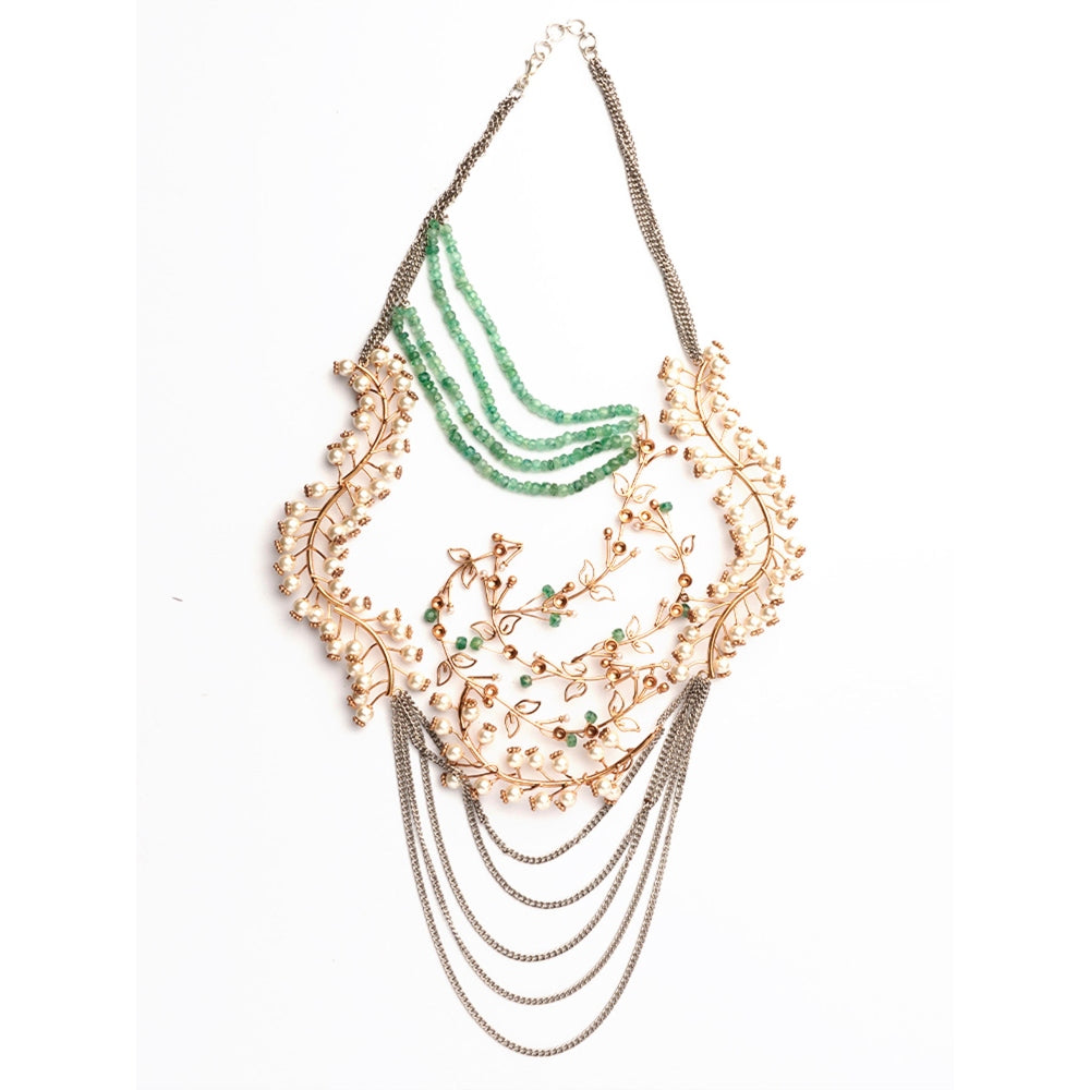 Suhani Pittie Star Trail Pearl Fern Layered Necklace