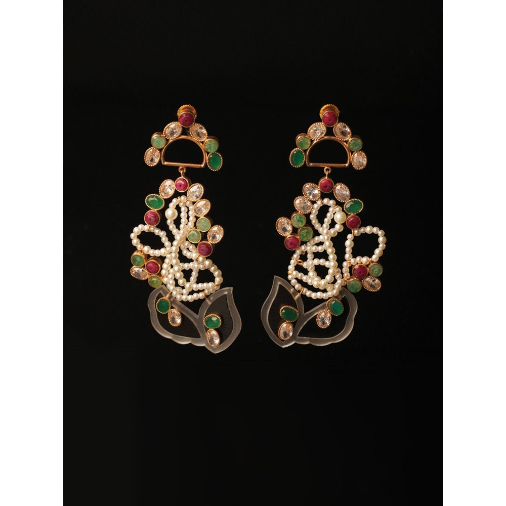 Suhani Pittie Moon Flower Gemstone Earrings