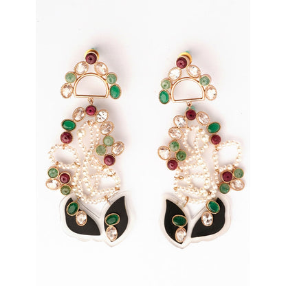Suhani Pittie Moon Flower Gemstone Earrings