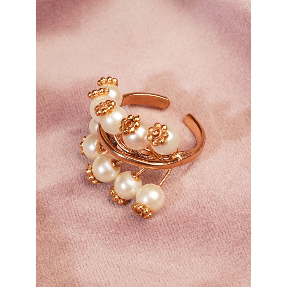 Suhani Pittie Pearl Ivy Gold Plated Tree Ring