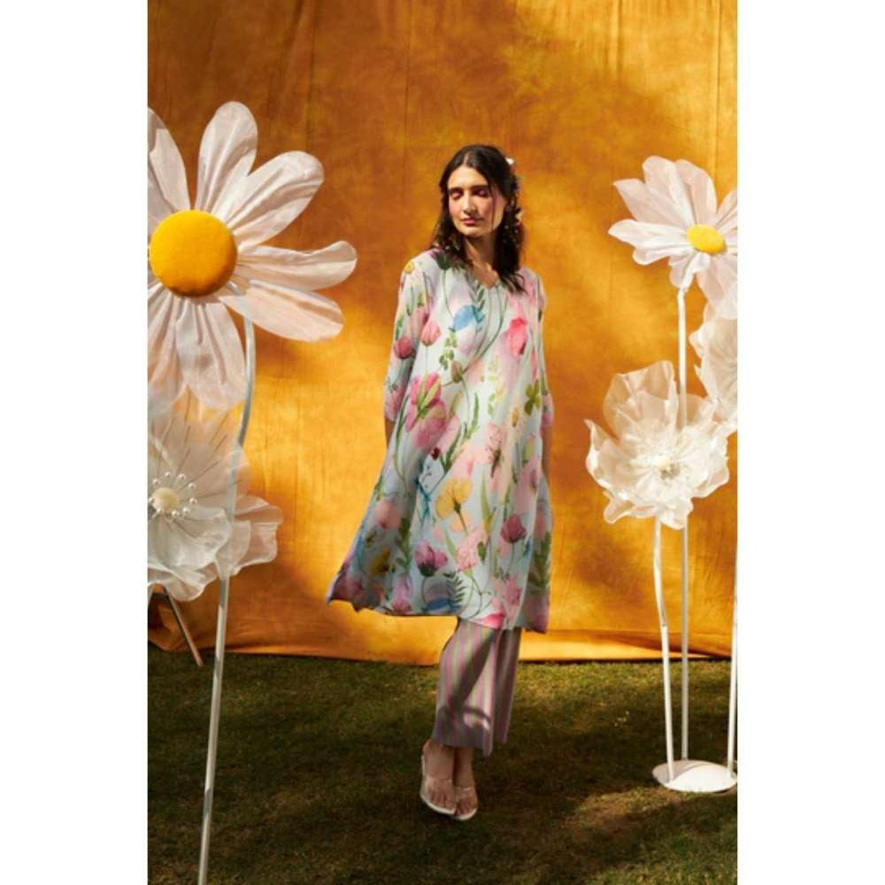 TASUVURE Laylon Lilies Floral Multi-Color Tunic - Lapis (Set of 2)