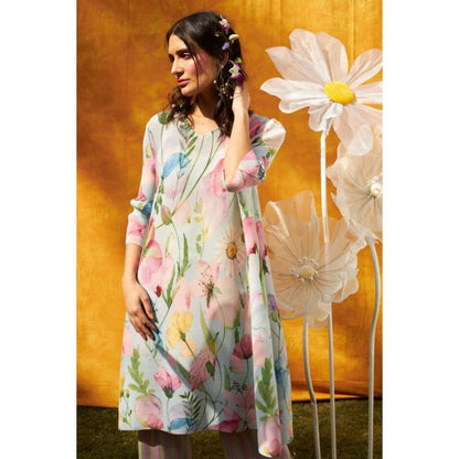 TASUVURE Laylon Lilies Floral Multi-Color Tunic - Lapis (Set of 2)