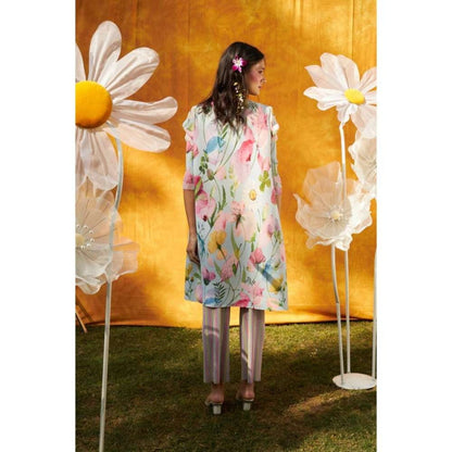 TASUVURE Laylon Lilies Floral Multi-Color Tunic - Lapis (Set of 2)