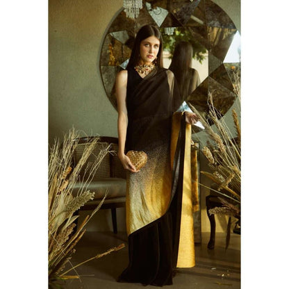 TASUVURE Idyllic Adorned Gown Saree with Umbrous Palla - Black