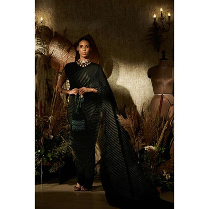 TASUVURE Classy Pleated Gown Saree - Jade Black