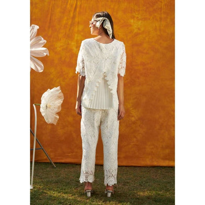 TASUVURE Myra Mesh Cross Back Co-Ord White (Set of 2)