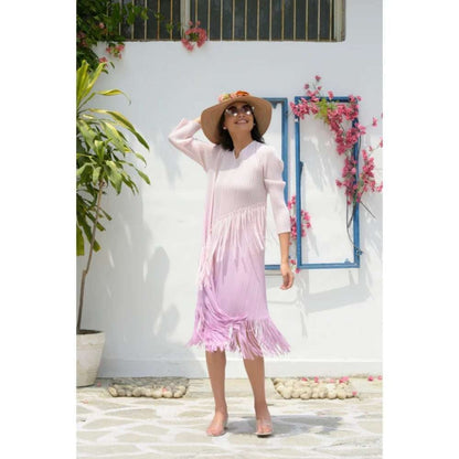 TASUVURE Barcelona Buzz Ombre Dress Beige