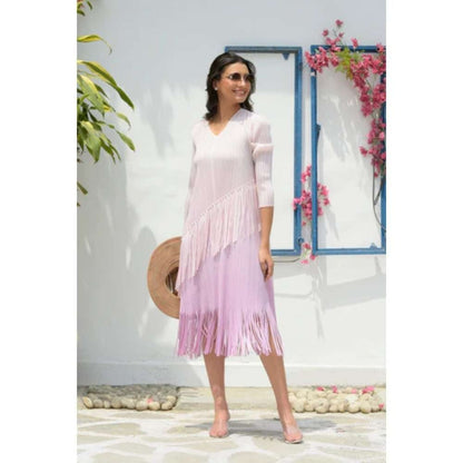 TASUVURE Barcelona Buzz Ombre Dress Beige