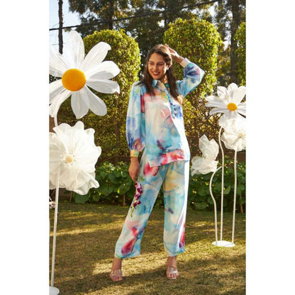 TASUVURE Sicily Satin Co-Ord Electric Blue (Set of 2)