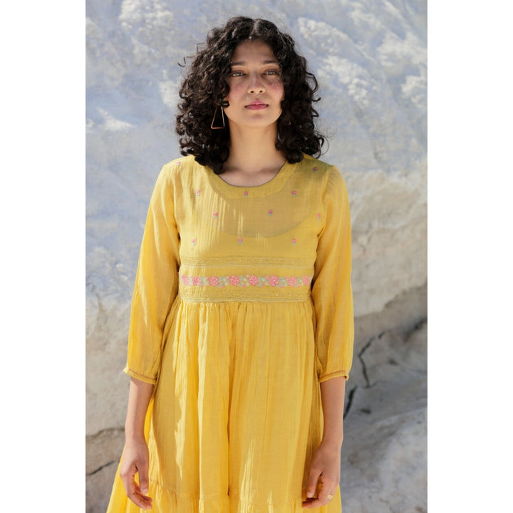 Tatwa Designs Mustard Yellow Tiered Dress (Set of 2)