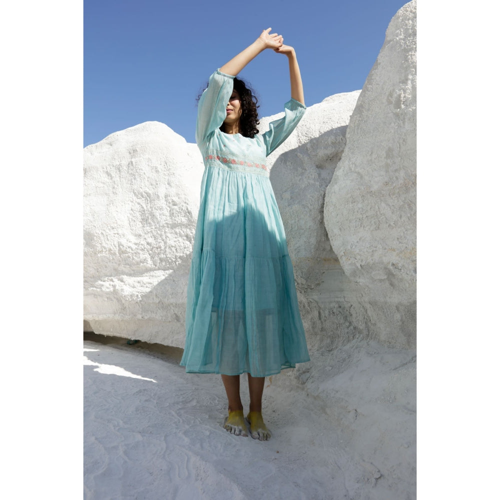 Tatwa Designs Teal Blue Tiered Dress (Set of 2)