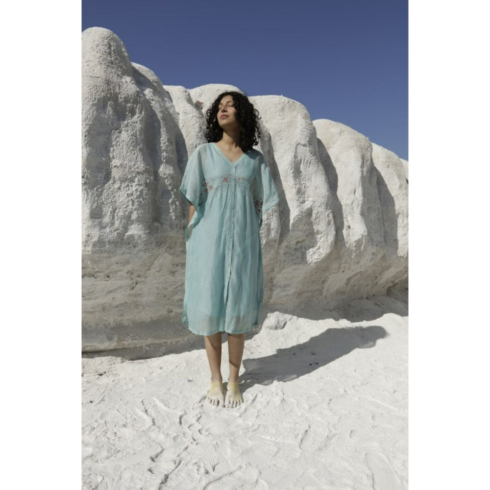 Tatwa Designs Teal Blue Kaftan Dress (Set of 2)