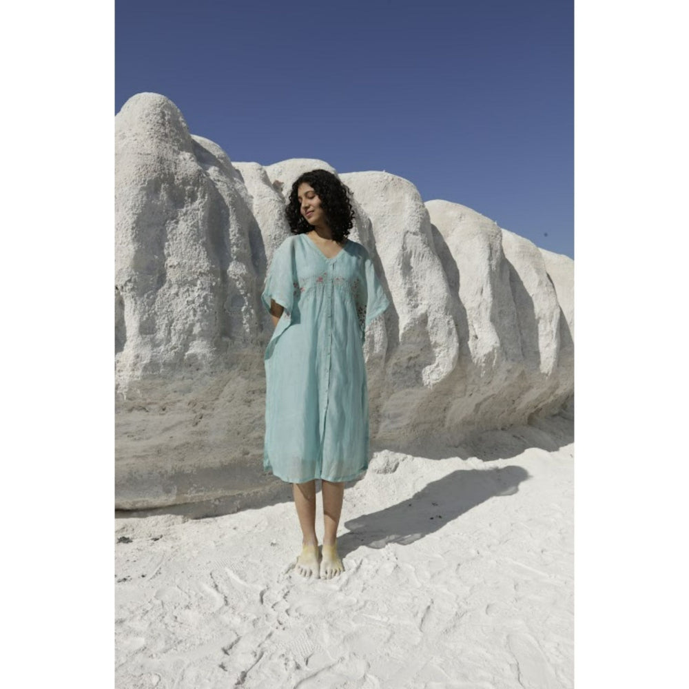 Tatwa Designs Teal Blue Kaftan Dress (Set of 2)