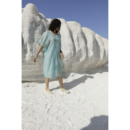 Tatwa Designs Teal Blue Kaftan Dress (Set of 2)